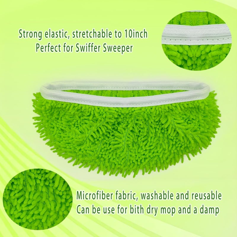 Febsow Reusable Microfiber Mop Pads Washable Wet Pads Compatible with Swiffer Sweeper Refills Pads for Wet & Dry Sweeping Cloths Mop Head Replacement for Household Cleaning (Green 4PCS) - Image 4
